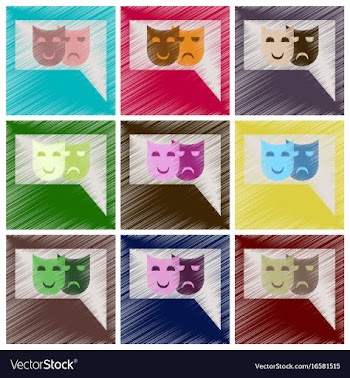 Set of flat icons in shading style film mask vector image