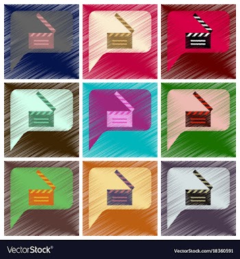 Set of flat icons in shading style film slapstick vector image