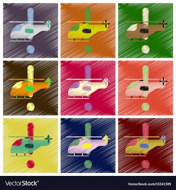 Set of flat icons in shading style helicopter vector image