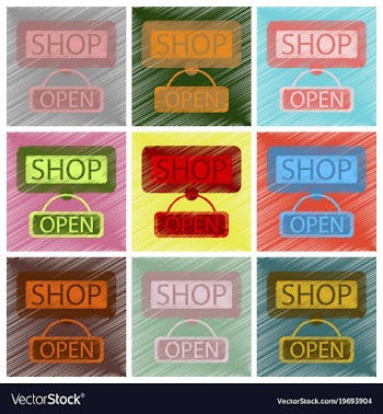 Set of flat icons in shading style label store vector image