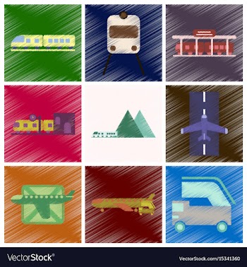 Set of flat icons in shading style logistics vector image