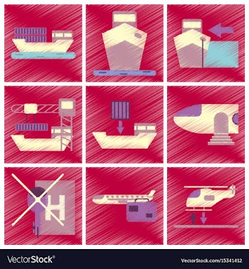 Set of flat icons in shading style logistics vector image