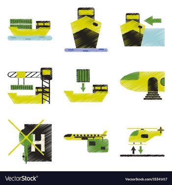 Set of flat icons in shading style logistics vector image