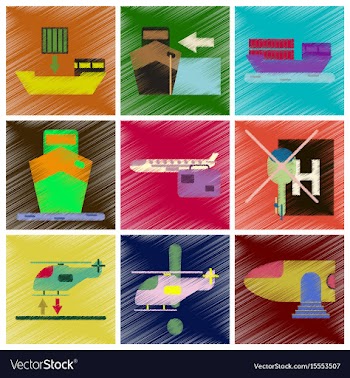 Set of flat icons in shading style logistics vector image
