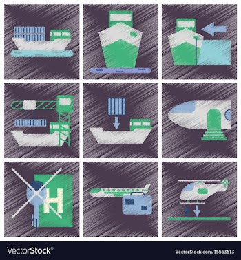 Set of flat icons in shading style logistics vector image