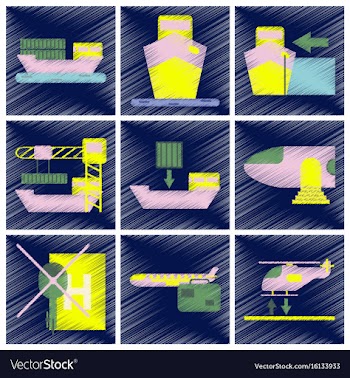 Set of flat icons in shading style logistics vector image