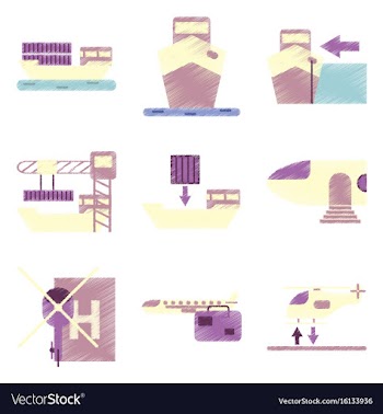 Set of flat icons in shading style logistics vector image