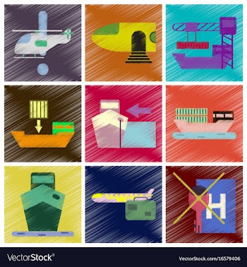 Set of flat icons in shading style logistics vector image