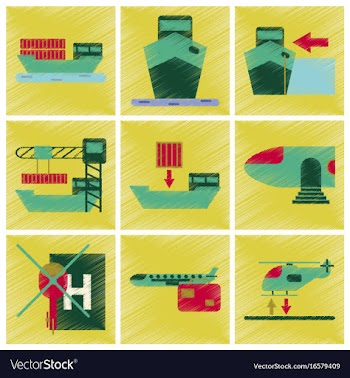 Set of flat icons in shading style logistics vector image