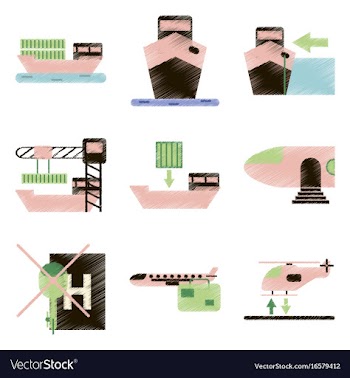 Set of flat icons in shading style logistics vector image