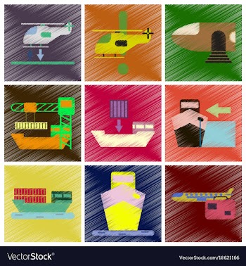 Set of flat icons in shading style logistics vector image