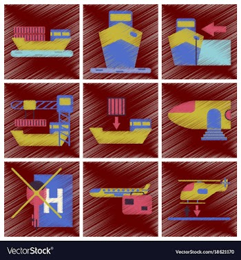 Set of flat icons in shading style logistics vector image