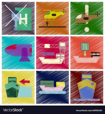 Set of flat icons in shading style logistics vector image