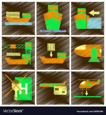 Set of flat icons in shading style logistics vector image