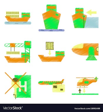 Set of flat icons in shading style logistics vector image