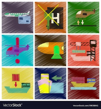 Set of flat icons in shading style logistics vector image