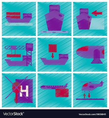 Set of flat icons in shading style logistics vector image