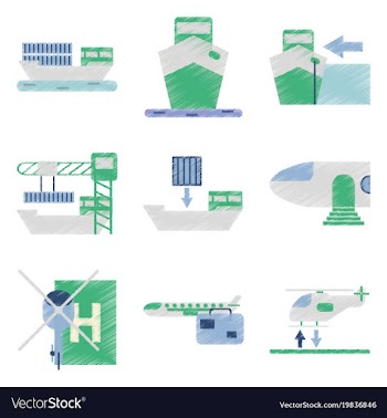 Set of flat icons in shading style logistics vector image