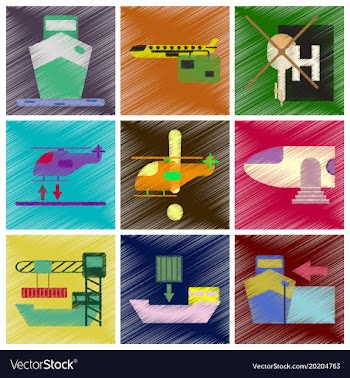 Set of flat icons in shading style logistics vector image