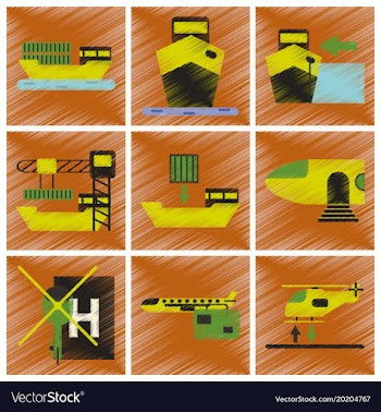 Set of flat icons in shading style logistics vector image