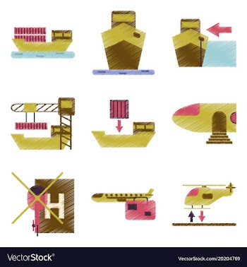 Set of flat icons in shading style logistics vector image