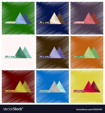 Set of flat icons in shading style mountain train vector image