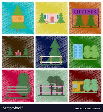 Set of flat icons in shading style parks vector image
