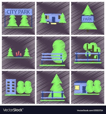 Set of flat icons in shading style parks vector image