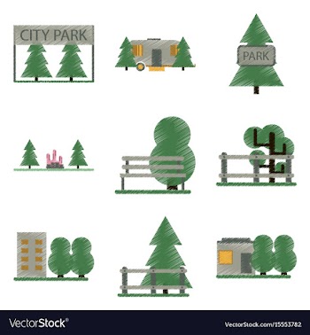 Set of flat icons in shading style parks vector image