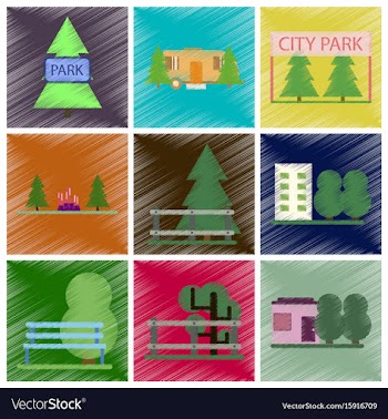 Set of flat icons in shading style parks vector image