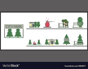 Set of flat icons in shading style parks vector image