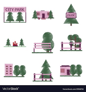 Set of flat icons in shading style parks vector image