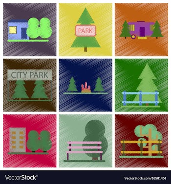 Set of flat icons in shading style parks vector image