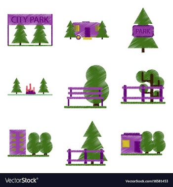 Set of flat icons in shading style parks vector image
