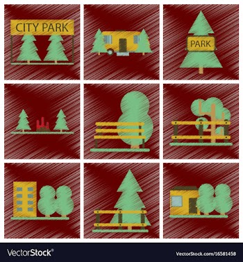 Set of flat icons in shading style parks vector image