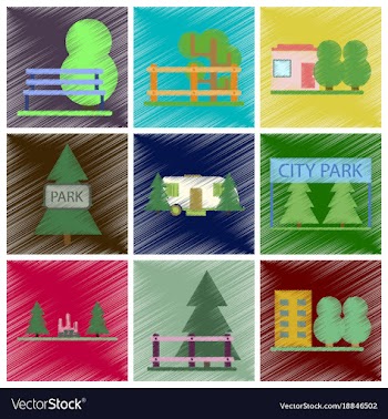 Set of flat icons in shading style parks vector image