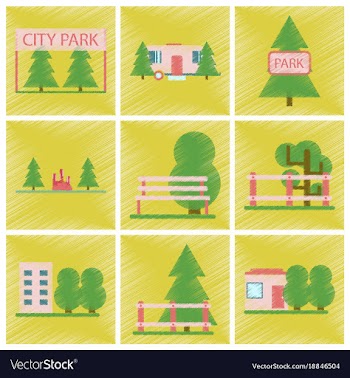 Set of flat icons in shading style parks vector image