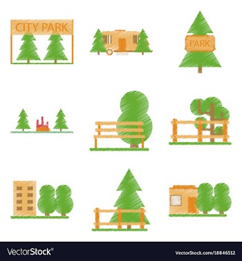Set of flat icons in shading style parks vector image