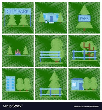 Set of flat icons in shading style parks vector image