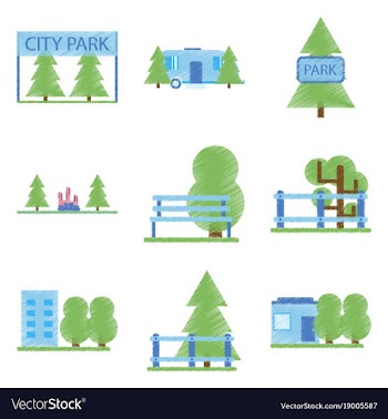 Set of flat icons in shading style parks vector image