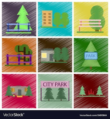 Set of flat icons in shading style parks vector image