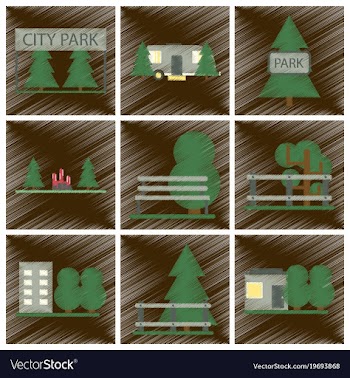 Set of flat icons in shading style parks vector image