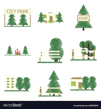 Set of flat icons in shading style parks vector image