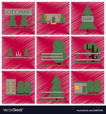 Set of flat icons in shading style parks vector image