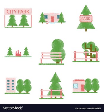 Set of flat icons in shading style parks vector image