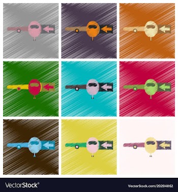 Set of flat icons in shading style passengers vector image