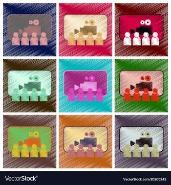 Set of flat icons in shading style people in vector image