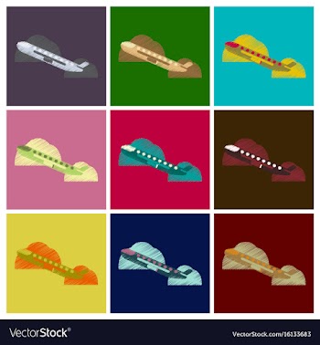 Set of flat icons in shading style plane in the vector image