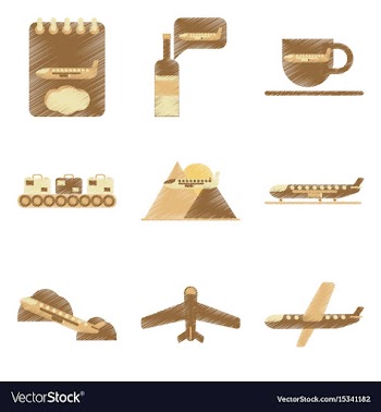 Set of flat icons in shading style planes vector image