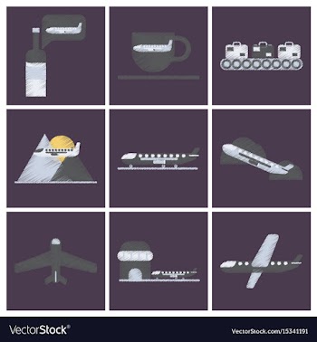 Set of flat icons in shading style planes vector image